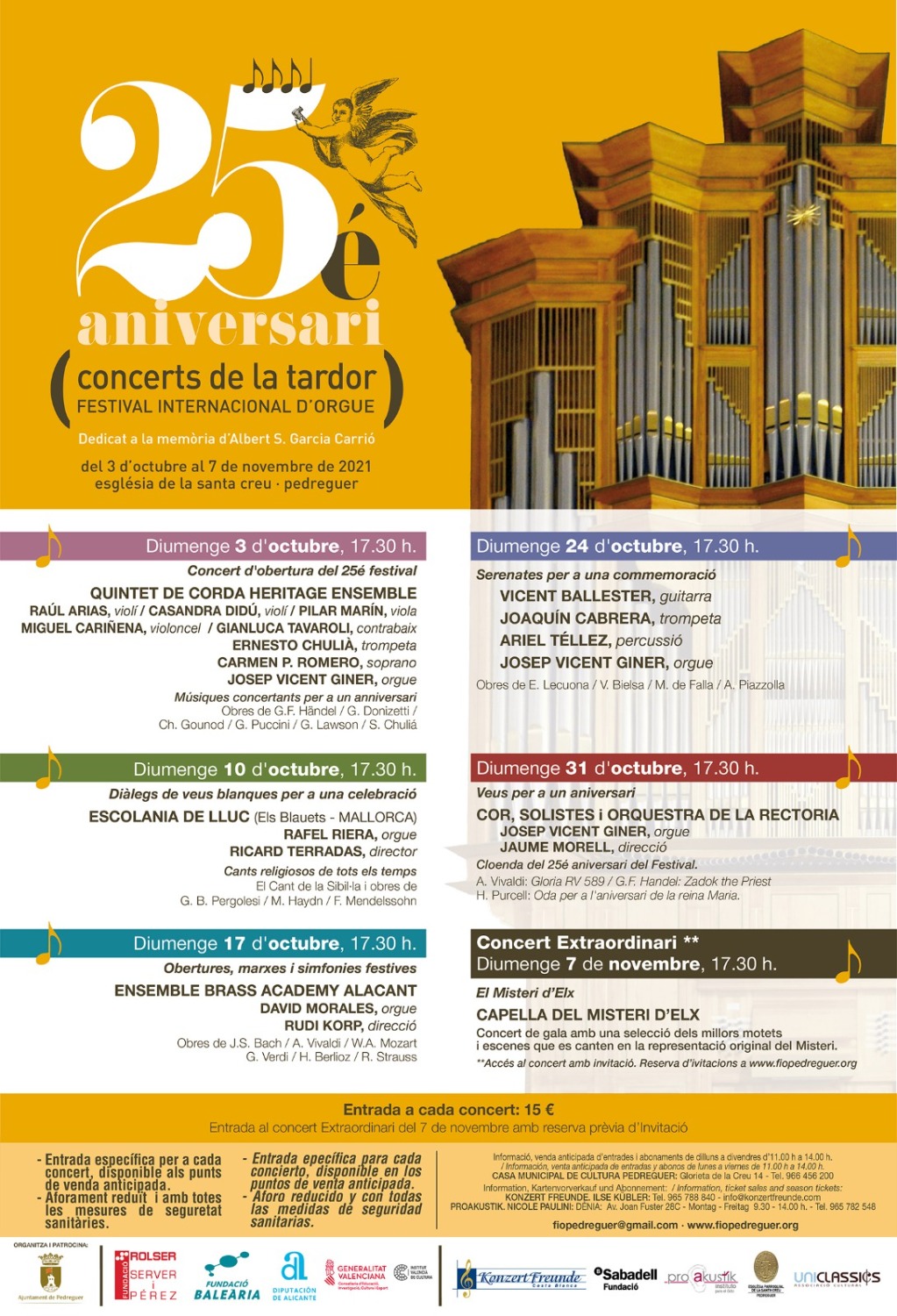 El Festival Internacional de Órgano de Pedreguer celebra su 25 aniversario