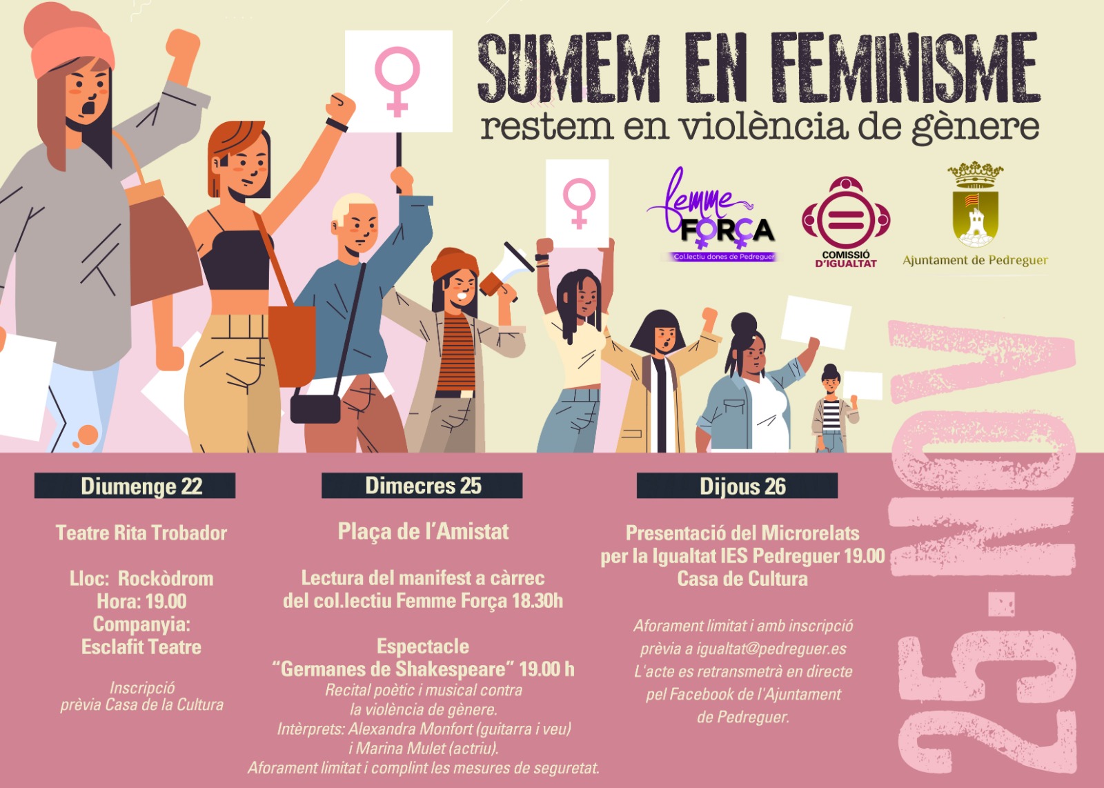 Pedreguer suma en feminismo y resto en violencia de género
