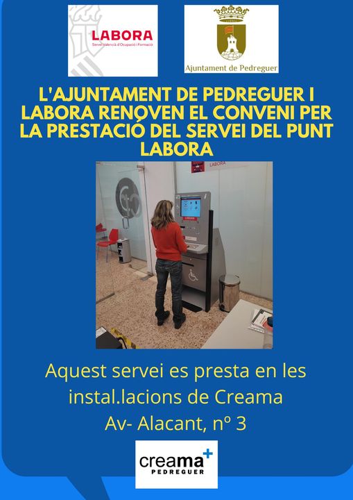 Ajuntament de Pedreguer i GVA Labora renoven el conveni per la prestació del servei Punt Labora