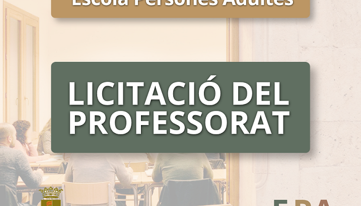 L’Ajuntament busca professorat per a l’Escola Municipal d’Adults: oberta la licitació del curs 2026/2027