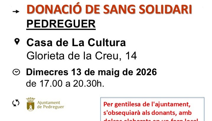 Donació de sang (13 de maig) SOLIDÀRIA