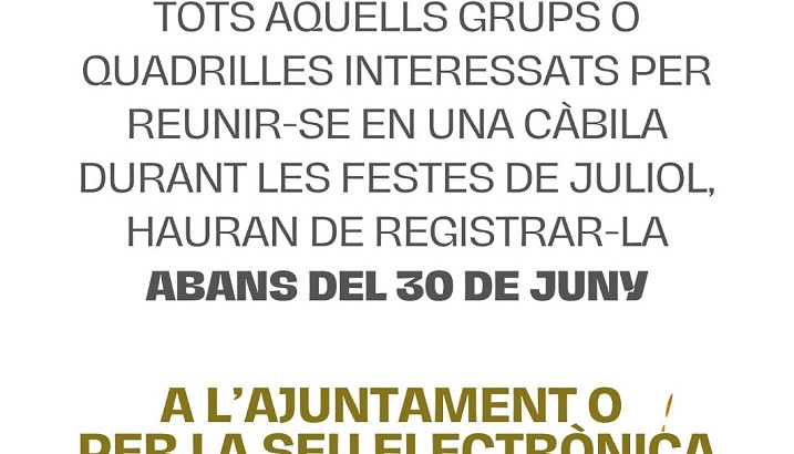 Registre de càbiles per a les festes 2026
