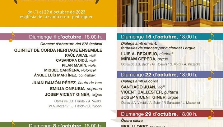 27ena edició del Festival Internacional d'Orgue de Pedreguer