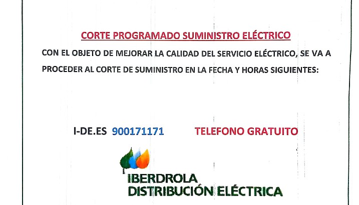 Cortes del suministro eléctrico 04/05/2023