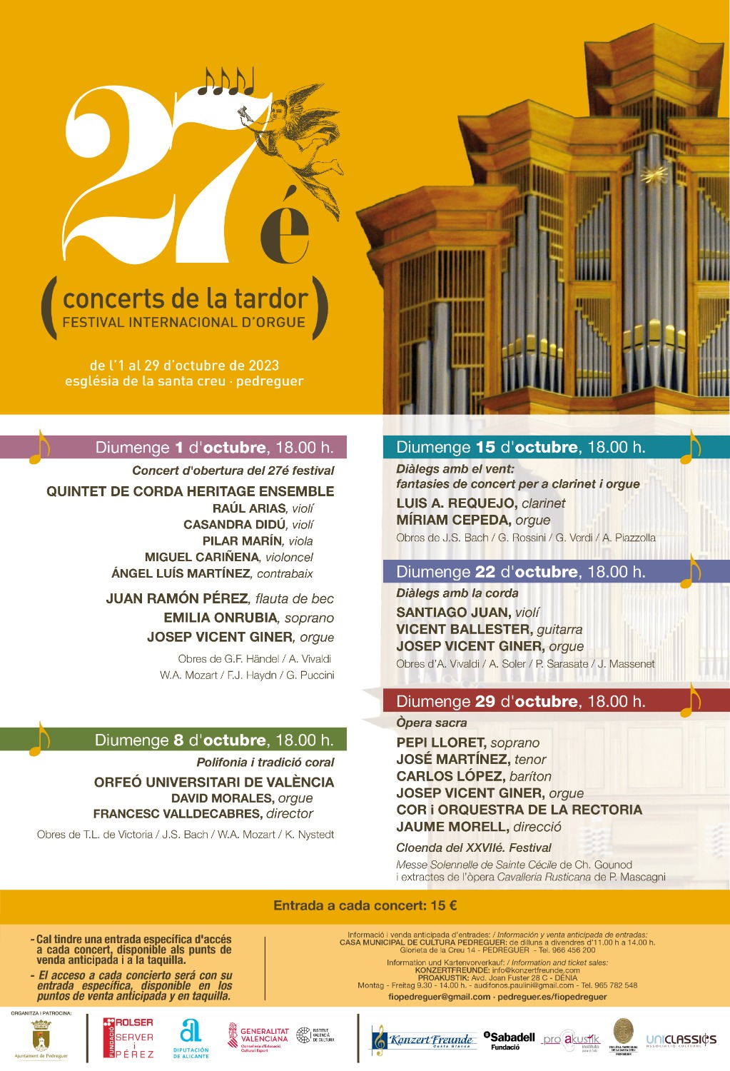 27ª edición del Festival Internacional de Órgano de Pedreguer